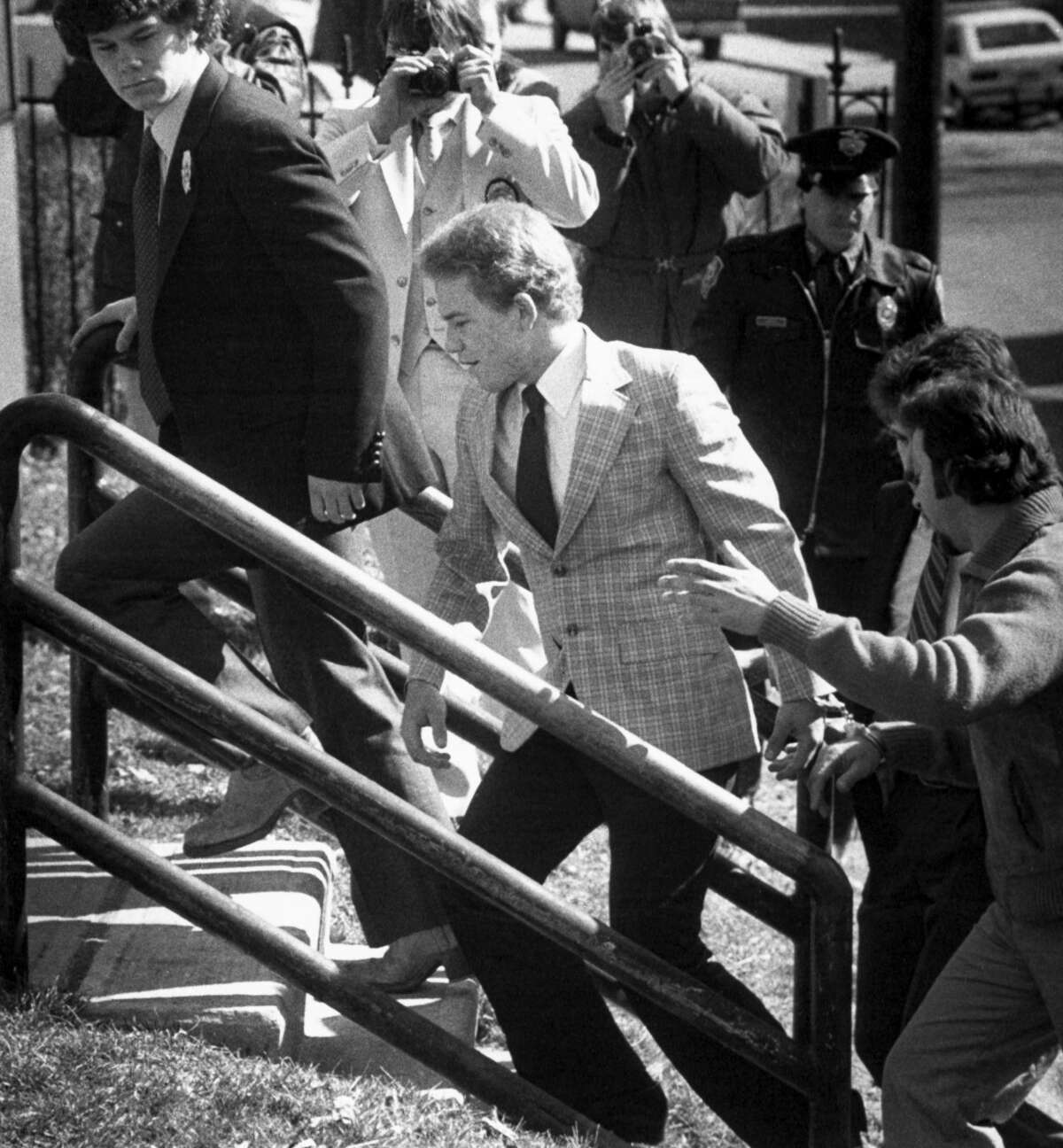 Arne C. Johnson, 19, of Brookfield, CT, arrives at Danbury Superior Court where a grand jury was asked to indict him in the stabbing death of Alano Bono, 40, on February 16th in which his attorney says was work for the devil. (Photo by Bettmann Archive/Getty Images)