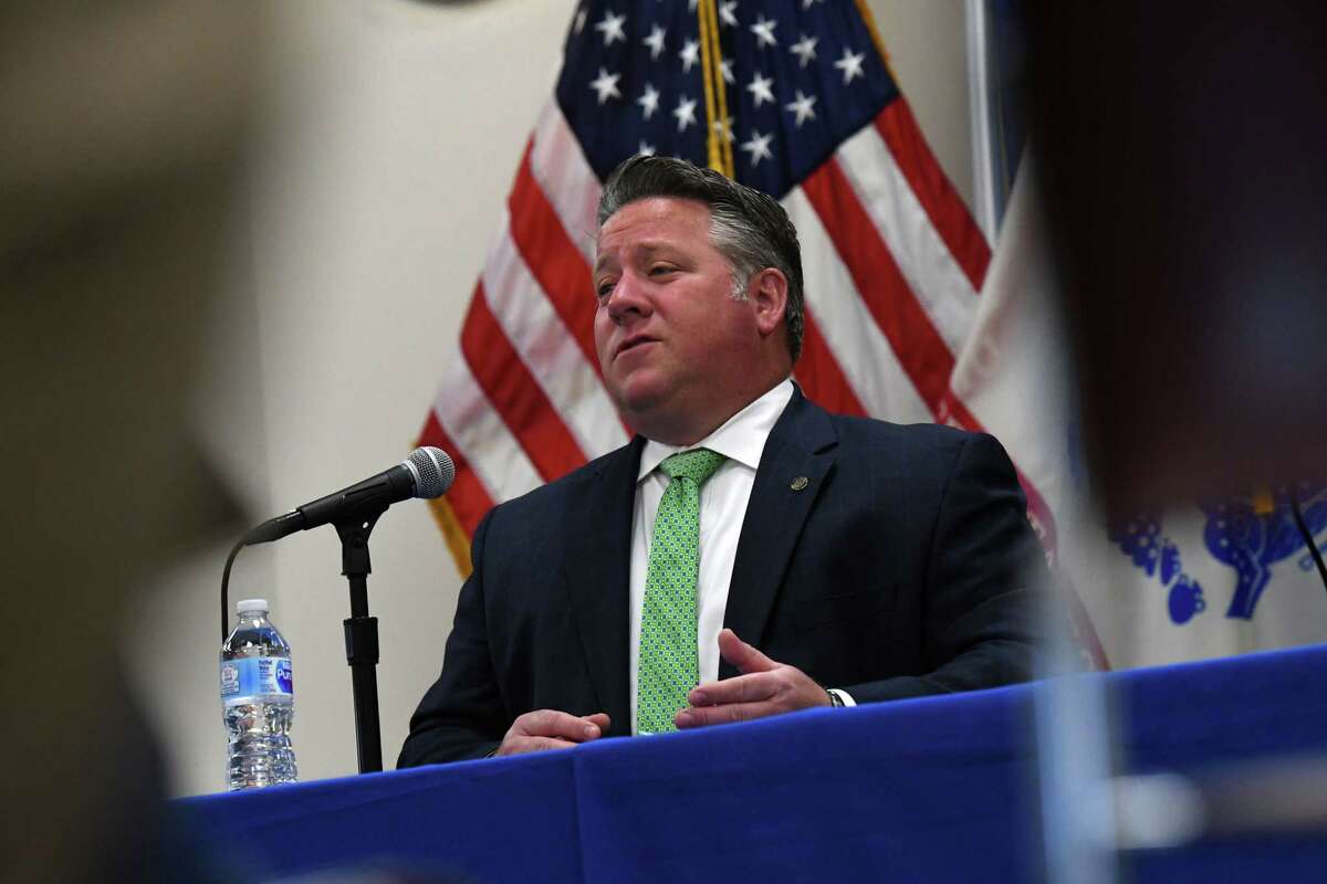 Albany County Executive Dan McCoy, seen here at a June 16, COVID-19 briefing, said the county has another 100 cases of the virus. (Will Waldron/Times Union)