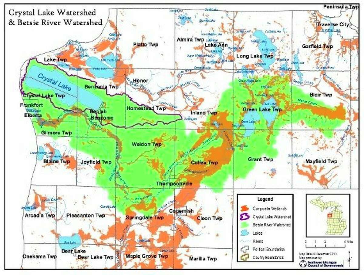 The Crystal Lake Watershed is over 43 square miles and extends east nearly to Thompsonville. (Courtesy Photo)