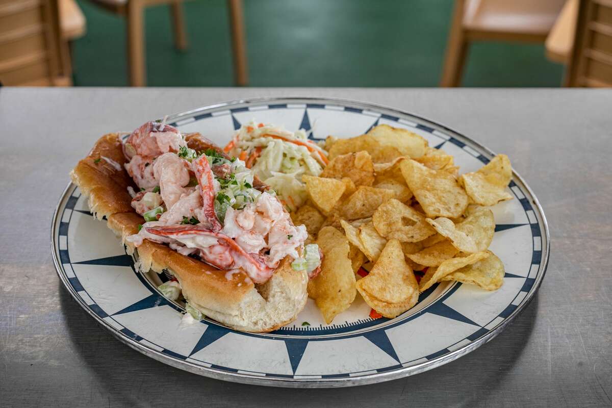 A cold lobster roll from Ford's Lobster in Noank, Conn., on June 4, 2021.
