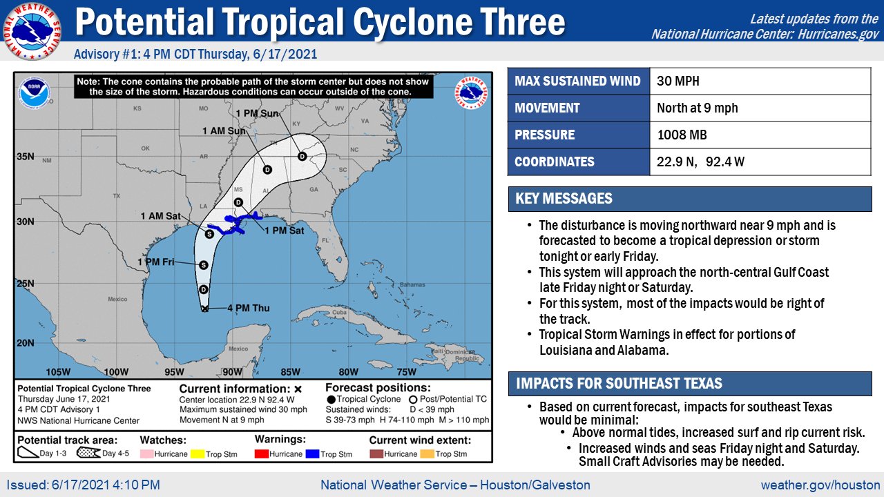 Gulf Disturbance Now Closer To Becoming A Tropical Depression