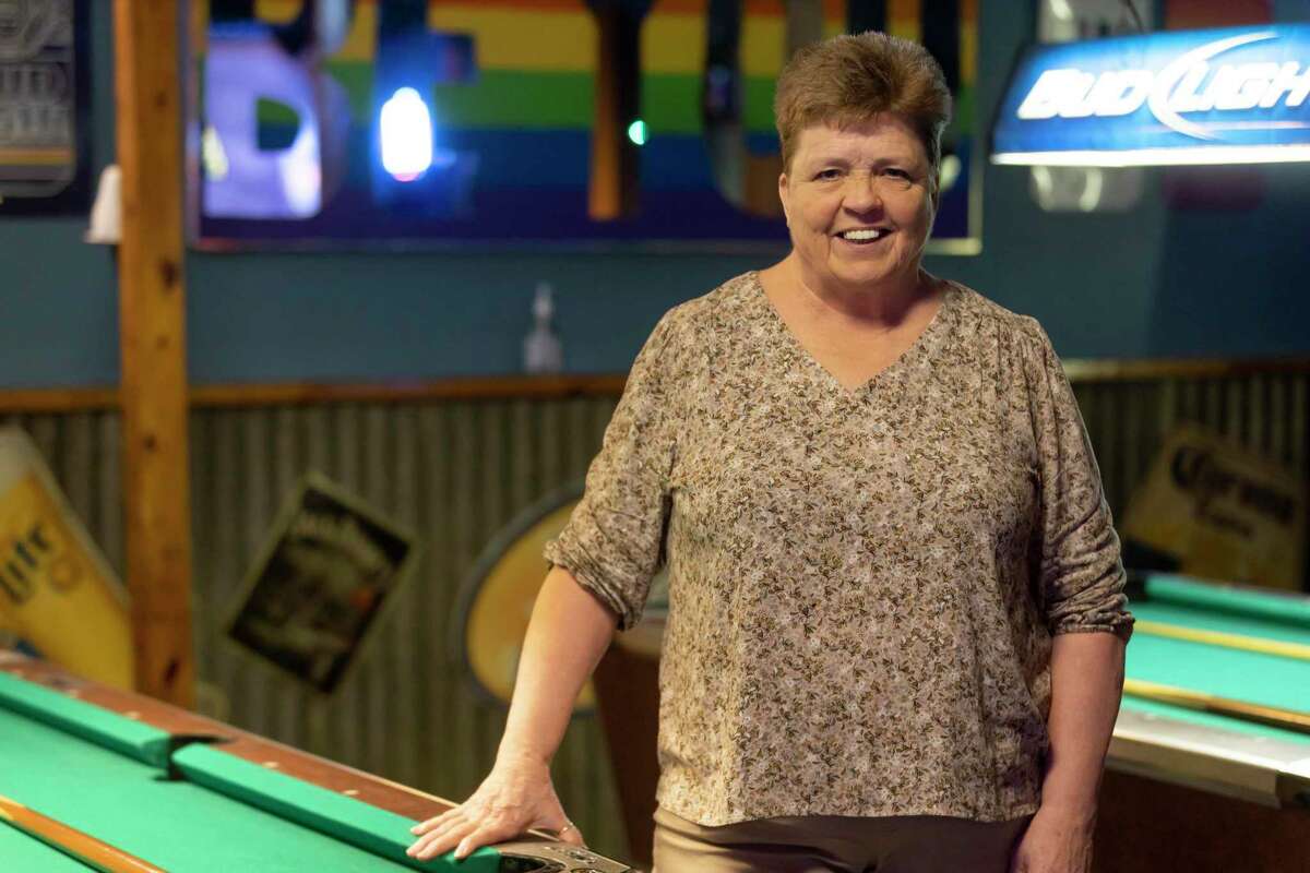 Debbie Steele poses for a portrait inside the Ranch Hill Saloon, Thursday, May 27, 2021, in Spring. Steele has been the owner of the bar since the early 2000's and was the second gay bar to open in Montgomery county. The bar has faced numerous challenges due to homophobia in the area.