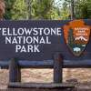 Welcome sign by Yellowstone, USA. 