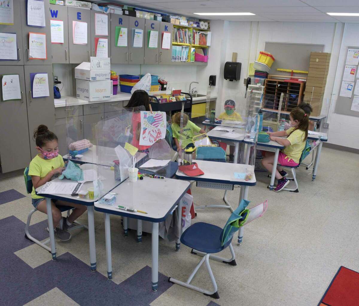 Anna H. Rockwell School classroom. Wednesday, June 16, 2021, in Bethel, Conn. Space is tight at the school, despite a recent renovation.