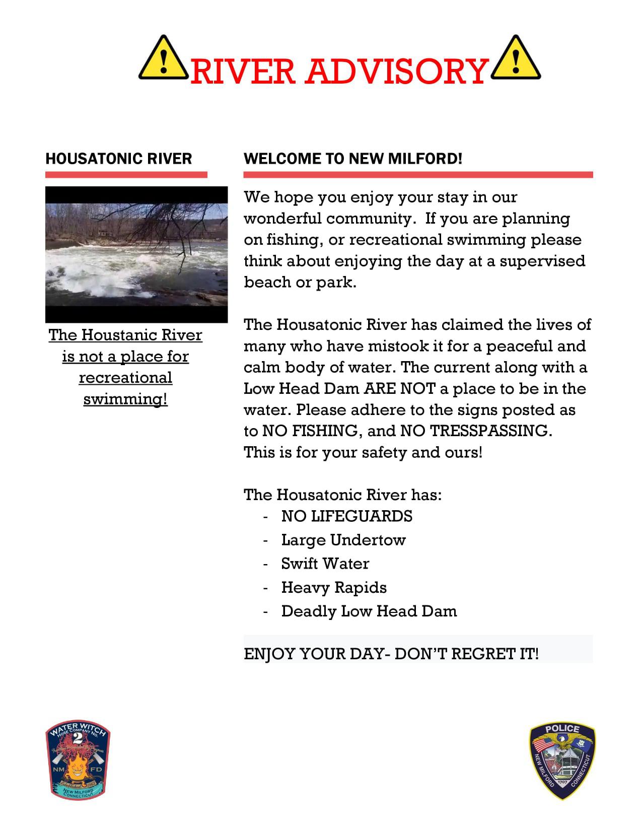 New Milford officials warn of Housatonic River’s ‘dangers’ after 2 deaths