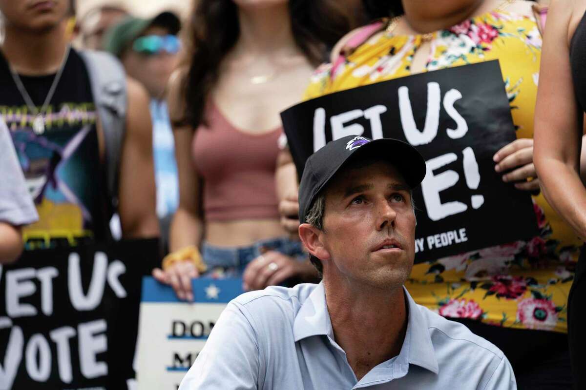 Former Texas Rep. Beto O’Rourke waits to speak at a rally Sunday at the Texas Capitol in Austin.