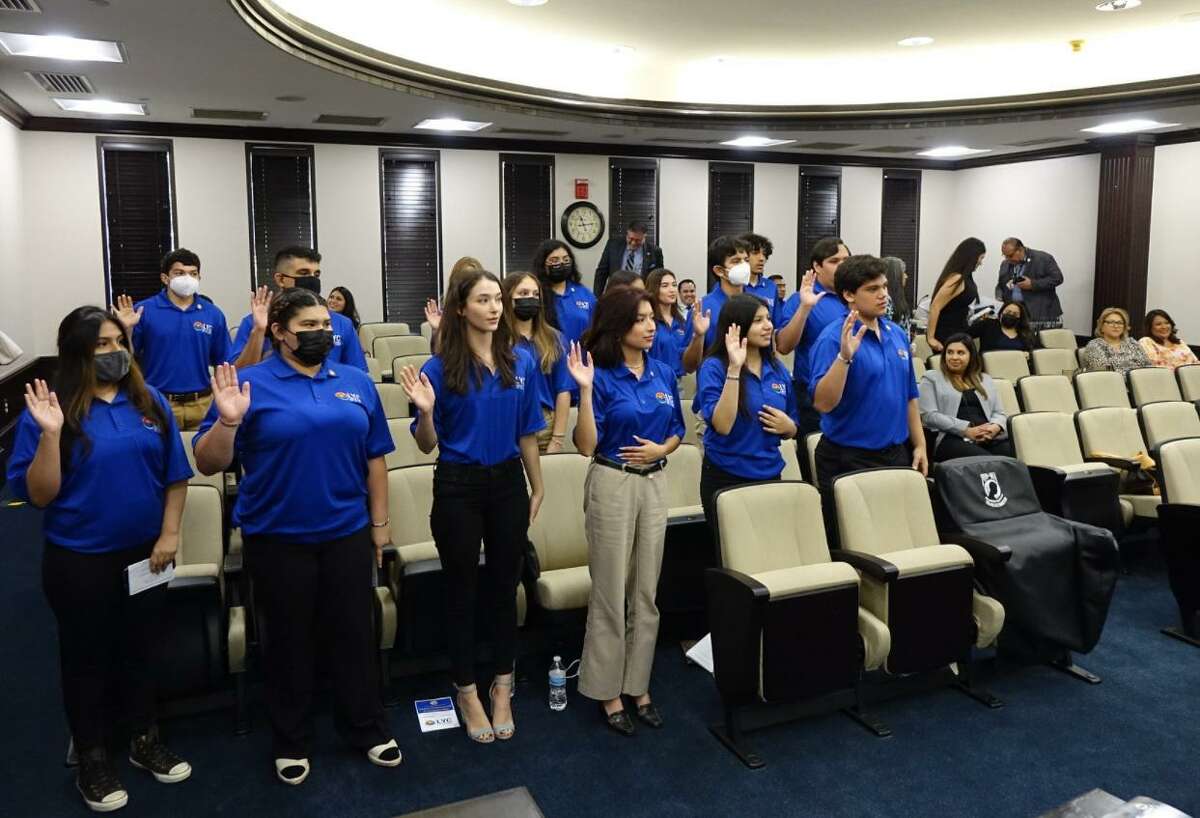 Members of the Laredo Youth Council are inducted as they become members this week at City Hall.