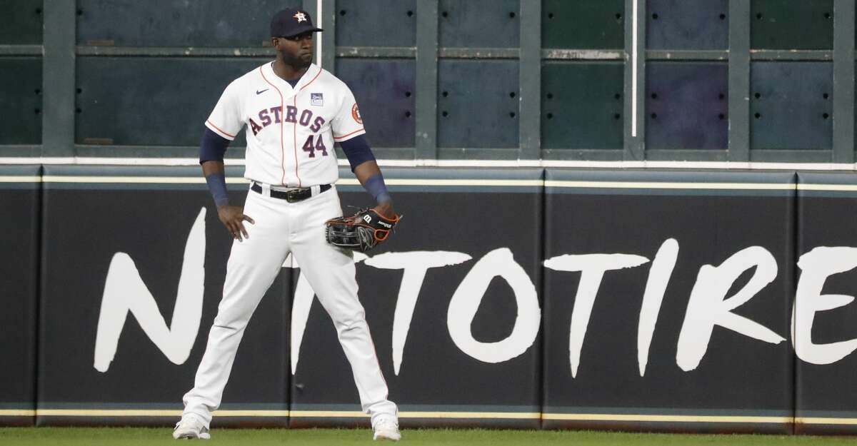 Outfielder Yordan Alvarez of the Houston Astros poses for a