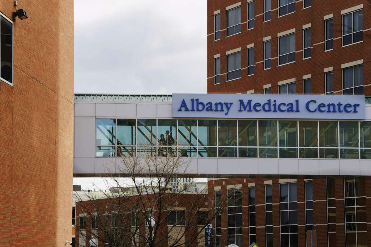 A view of Albany Med, one day after the sidewalks outside the hospital were filled with nurses taking part in a one-day strike, on Wednesday, Dec. 2, 2020, in Albany, N.Y. (Paul Buckowski/Times Union)