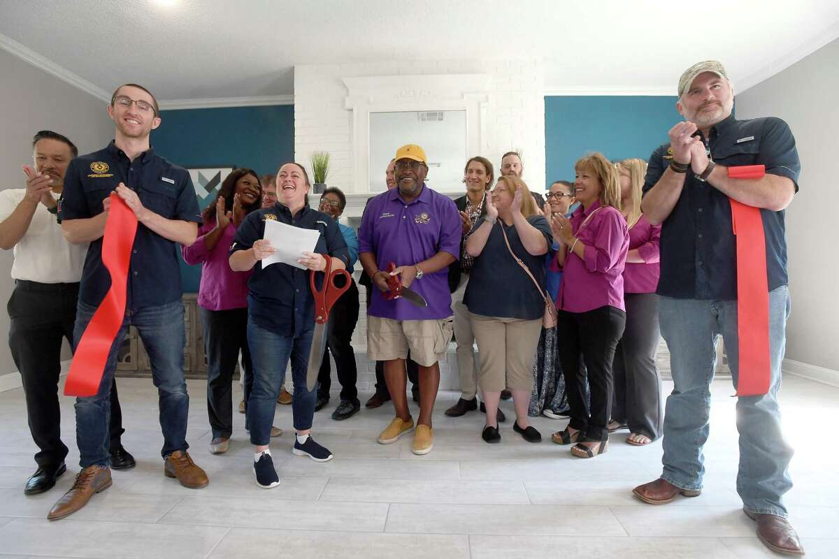 Members of the GLO, ITEX - the property management company for Pebble Creek Apartments in Port Arthur - and Mayor Thurman Bartie gathered at the complex for a ribbon cutting and celebration of the final repairs that were made after Harvey using money from the GLO's disaster recovery assistance program. $16 million in grants were made available for multi-family dwelling repairs or new construction. Thirteen such units in Jefferson County - at least 5 of which were located in Port Arthur - benefitted from the program. Photo made Wednesday, June 16, 2021 Kim Brent/The Enterprise