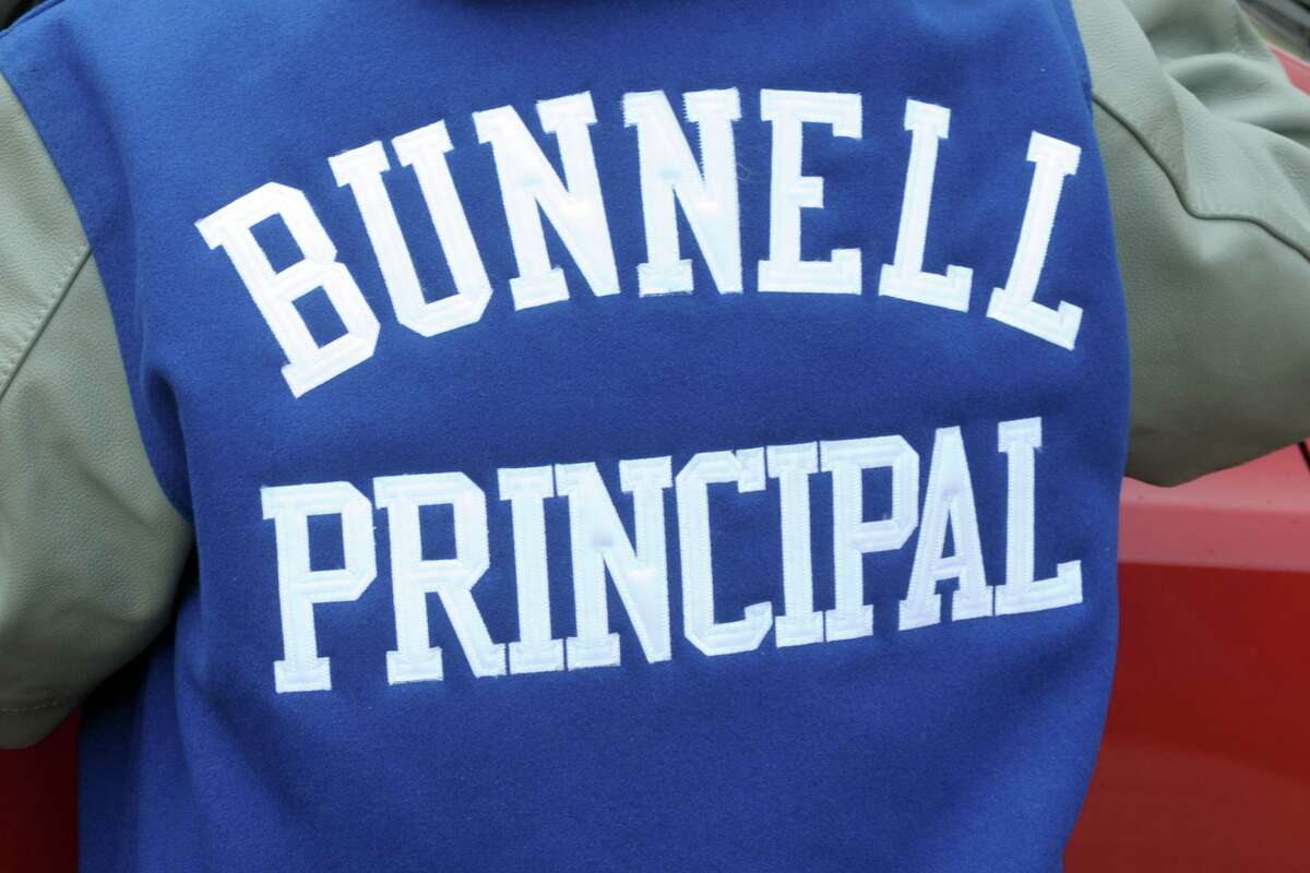 Principal Nancy Dowling recently received a Bunnell High School varsity jacket as a retirement present, in Stratford, Conn. June 22, 2021.