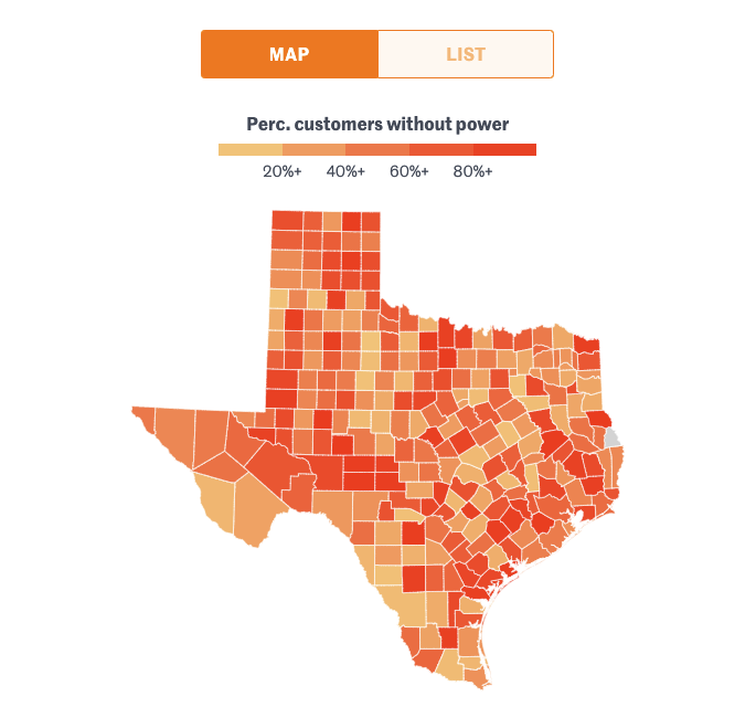 Texas Power Outage Tracker See where the worst outages are happening