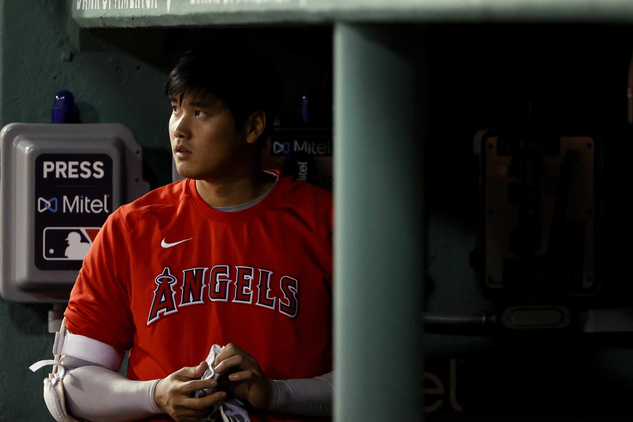 Shohei Ohtani won't pitch Tuesday at Fenway Park, but could still