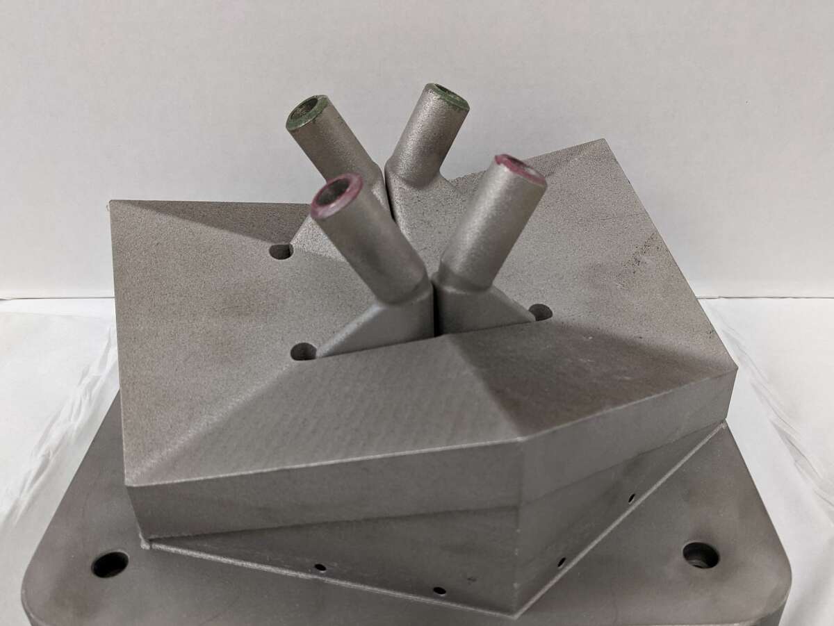 A prototype heat exchanger made using 3D printing technology at GE Research in Niskayuna