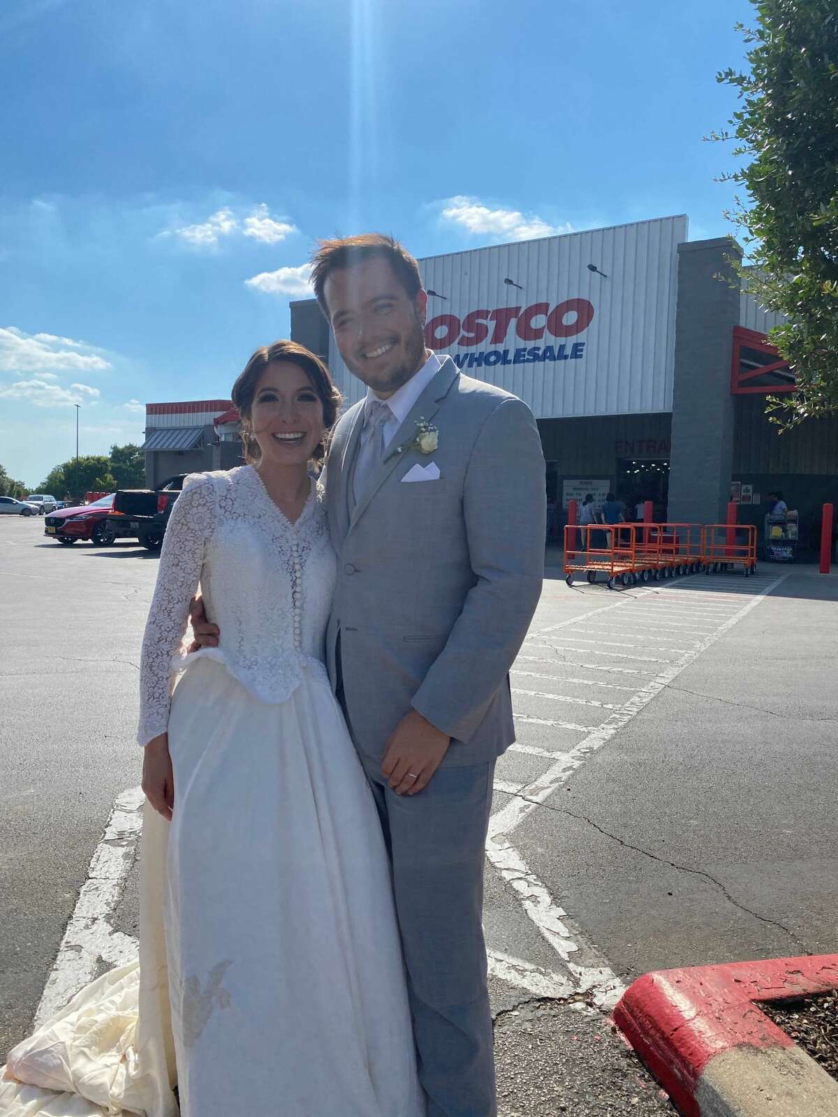 Mariana and her husband Gerado made a stop at Costco after their wedding.   