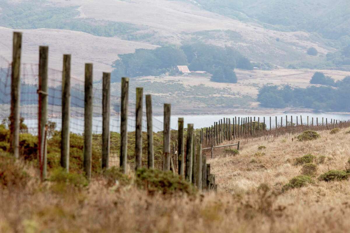 A large fence is seen surrounding the Tomales Point Tule Elk Reserve inside Point Reyes National Seashore in Inverness.