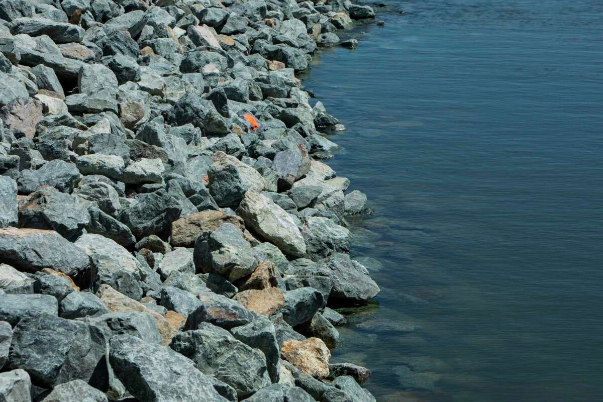 Giant rock wall built across delta river to protect California’s water