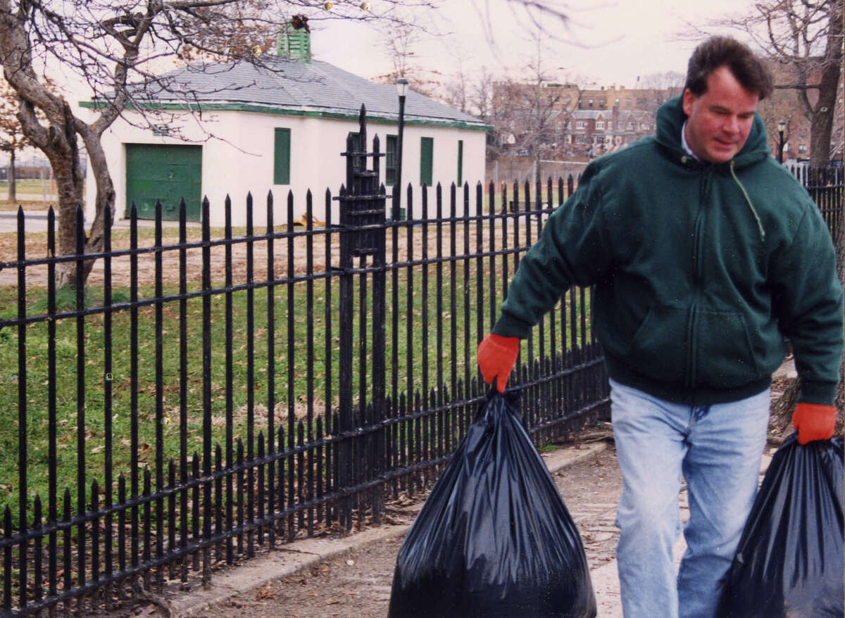 John O'Hara picks up trash as part of his community service sentence. He claims his conviction for illegal voting, which has since been vacated, can be blamed in part on Saratoga Springs Judge Jeffrey Wait.