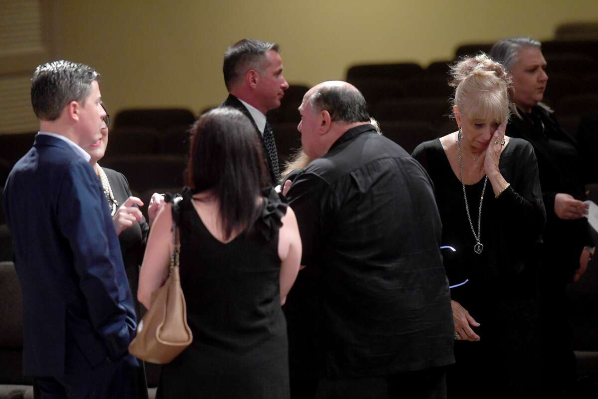 Family and friends gather during the funeral service for W.L. Pate at One City Church Friday. Photo made Friday, June 25, 2021 Kim Brent/The Enterprise