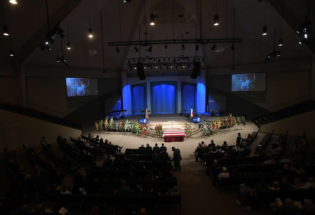 Family and friends gather during the funeral service for W.L. Pate at One City Church Friday. Photo made Friday, June 25, 2021 Kim Brent/The Enterprise