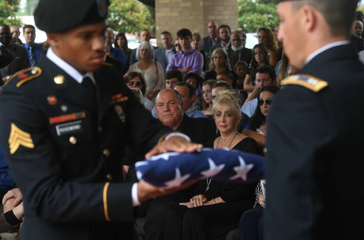 A military honors ceremony was held during the funeral service for W.L. Pate at One City Church Friday. Photo made Friday, June 25, 2021 Kim Brent/The Enterprise