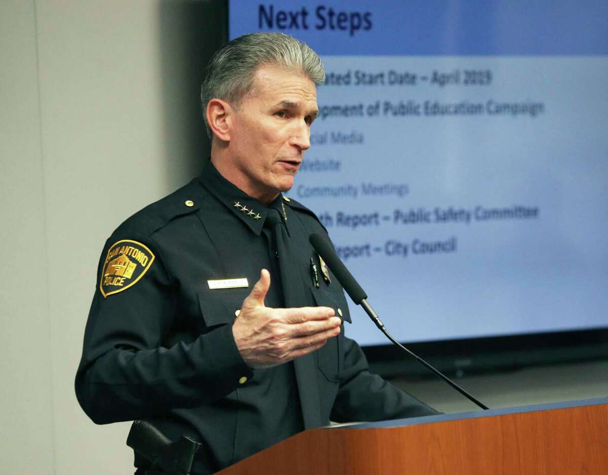 Police Chief William McManus discusses implementation of the cite-and-release program at a 2019 City Council meeting. On Friday, the SAPD revealed an online dashboard that gives the public an insight into the department’s use of the program