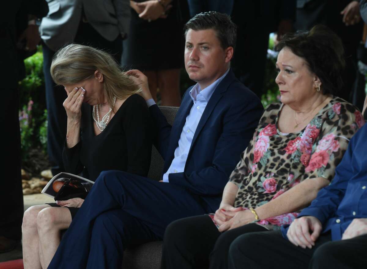 Sherrene Danks-Cook reacts during the funeral service for W.L. Pate at One City Church Friday. Photo made Friday, June 25, 2021 Kim Brent/The Enterprise