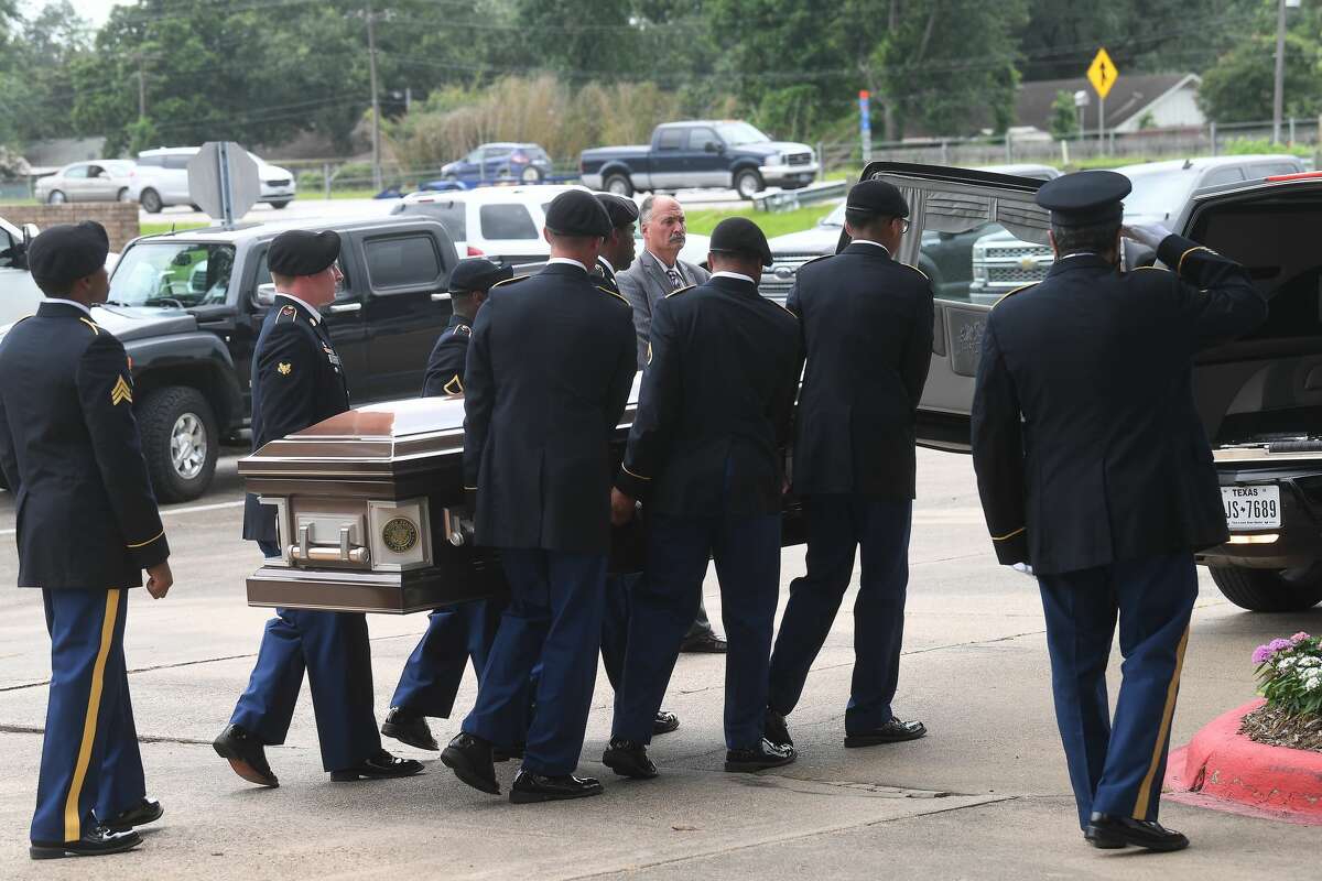 A military honors ceremony was held during the funeral service for W.L. Pate at One City Church Friday. Photo made Friday, June 25, 2021 Kim Brent/The Enterprise