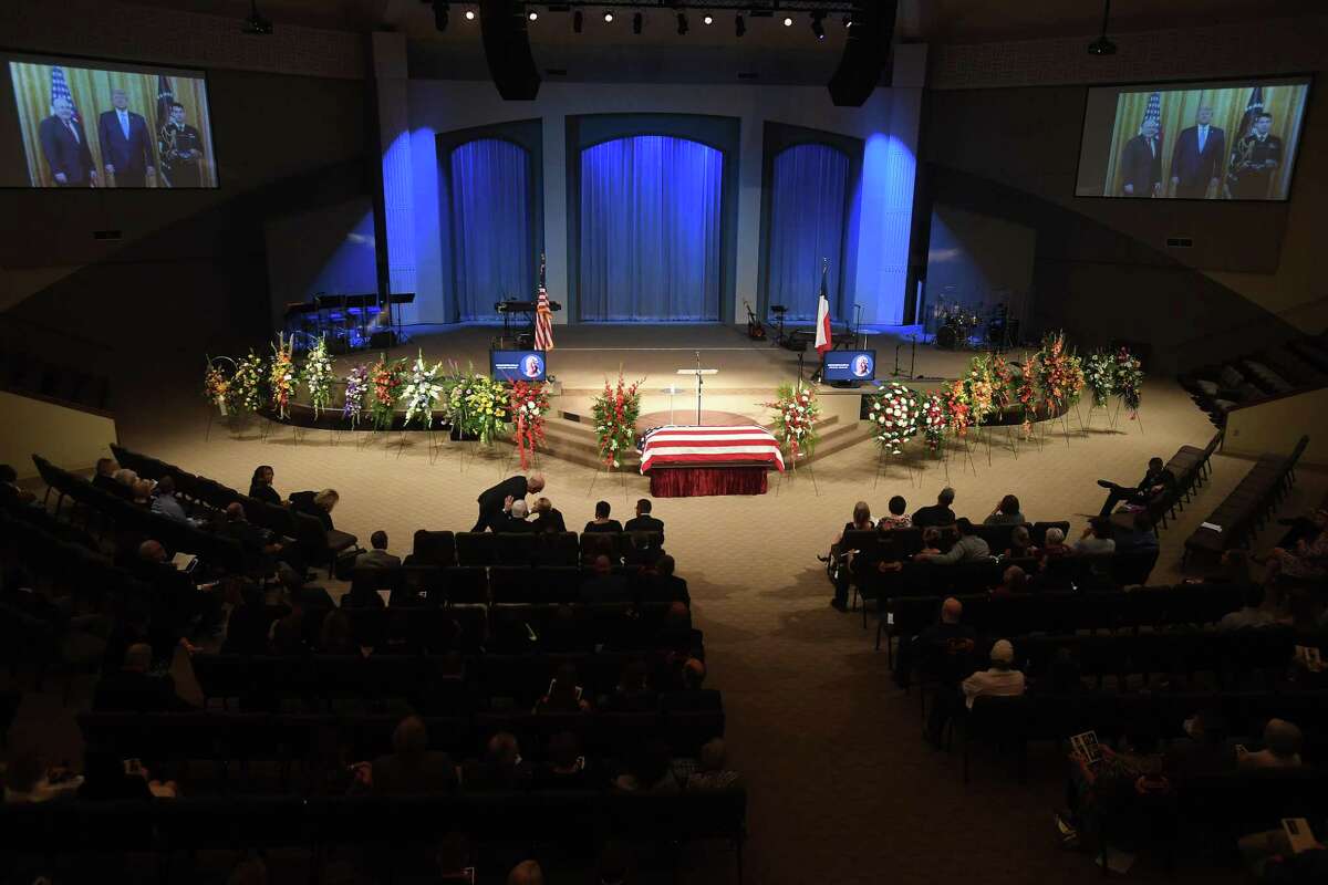 Family and friends fill the sanctuary during the funeral service for W.L. Pate at One City Church Friday. Photo made Friday, June 25, 2021 Kim Brent/The Enterprise