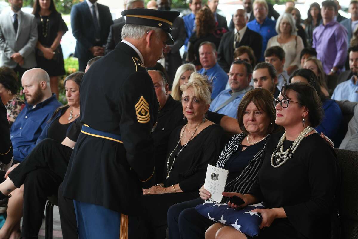 A military honors ceremony was held during the funeral service for W.L. Pate at One City Church Friday. Photo made Friday, June 25, 2021 Kim Brent/The Enterprise