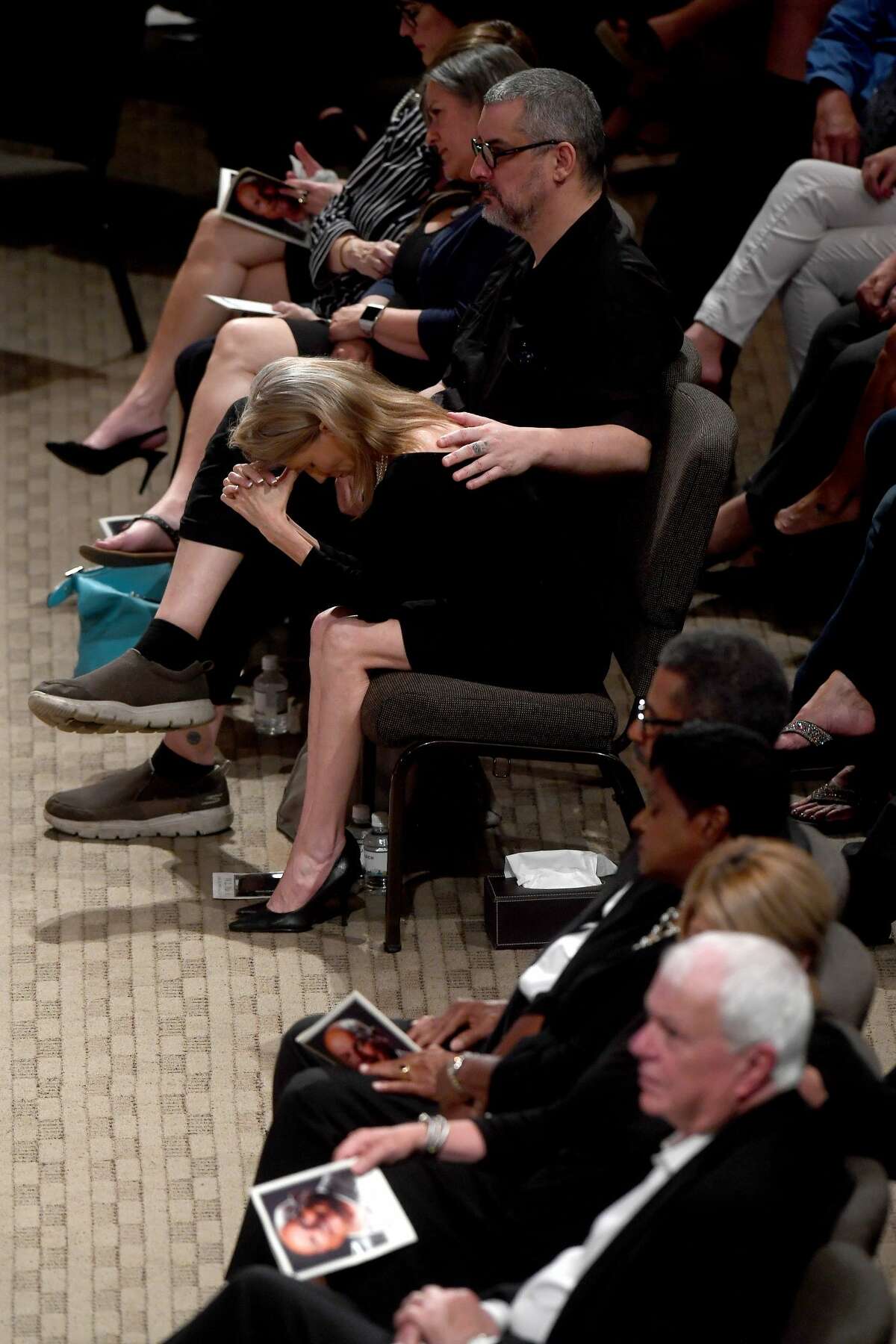 Family support one another during the funeral service for W.L. Pate at One City Church Friday. Photo made Friday, June 25, 2021 Kim Brent/The Enterprise