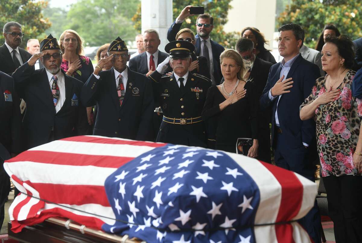 A military honors ceremony was held during the funeral service for W.L. Pate at One City Church Friday. Photo made Friday, June 25, 2021 Kim Brent/The Enterprise