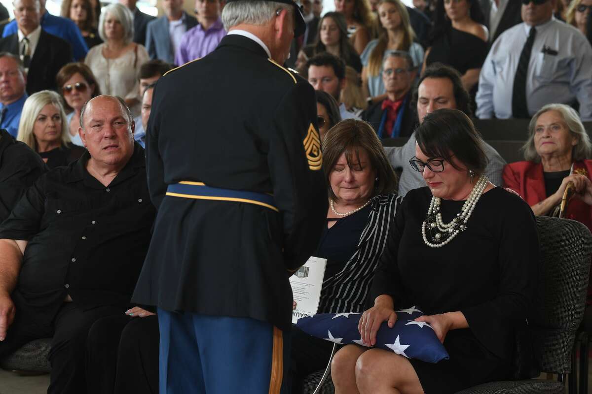 A military honors ceremony was held during the funeral service for W.L. Pate at One City Church Friday. Photo made Friday, June 25, 2021 Kim Brent/The Enterprise
