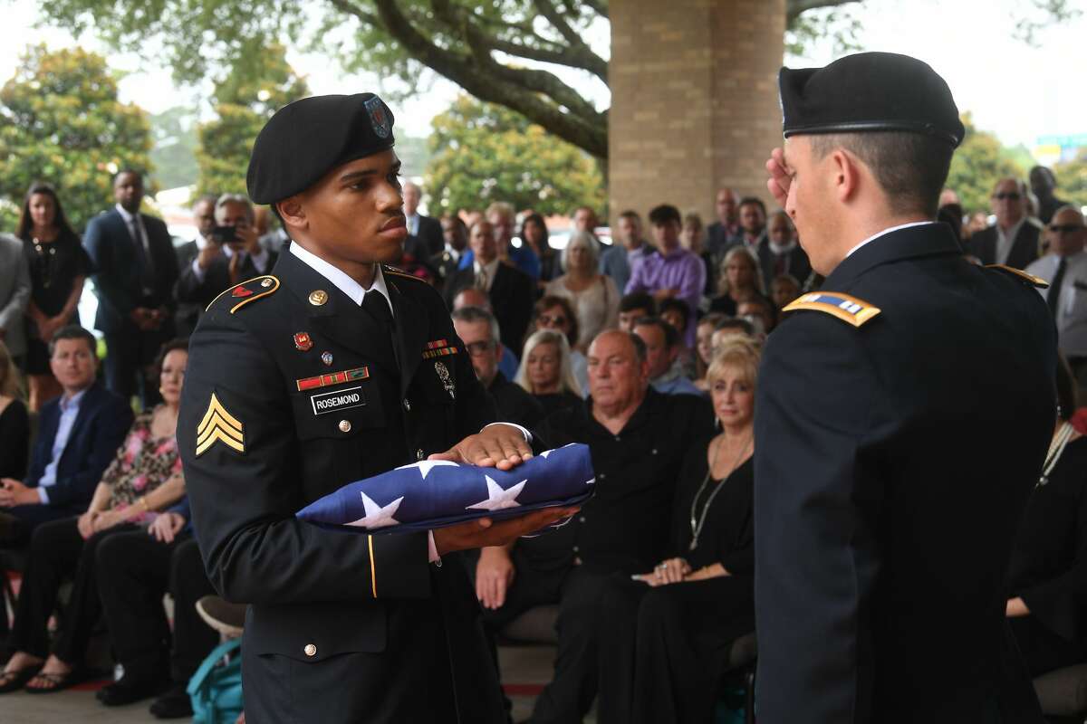 A military honors ceremony was held during the funeral service for W.L. Pate at One City Church Friday. Photo made Friday, June 25, 2021 Kim Brent/The Enterprise