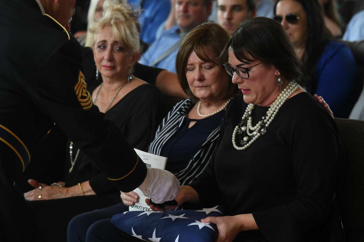 A military honors ceremony was held during the funeral service for W.L. Pate at One City Church Friday. Photo made Friday, June 25, 2021 Kim Brent/The Enterprise