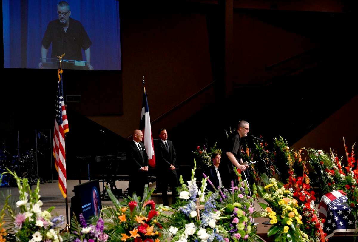 Rafael Ruiz was among the speakers during the funeral service for W.L. Pate at One City Church Friday. Photo made Friday, June 25, 2021 Kim Brent/The Enterprise