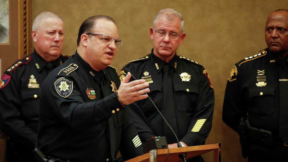 Harris County Constables Alan Rosen addresses a proposed study during the Harris County Commissioners Court on March 10, 2020, in Houston.