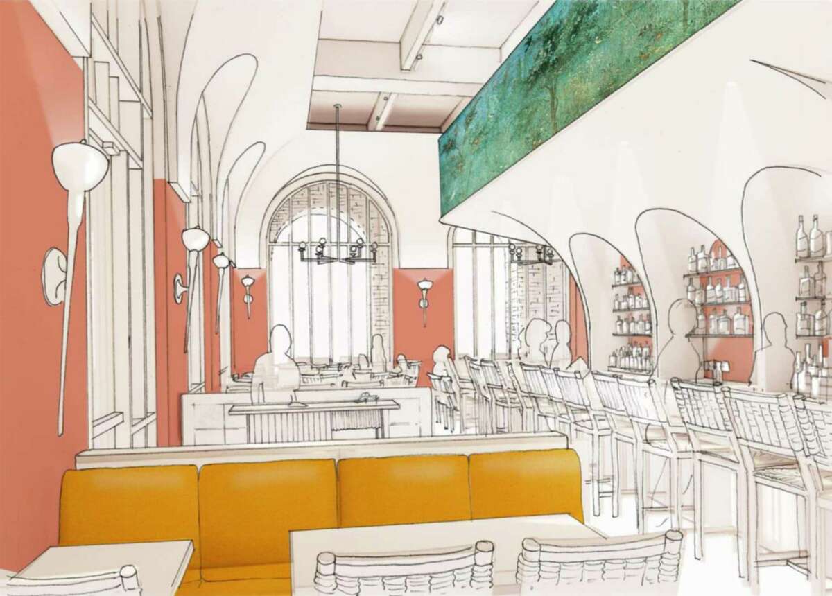 A rendering shows how the interior will look at Allora, a new Italian restaurant coming to the Pearl this fall.