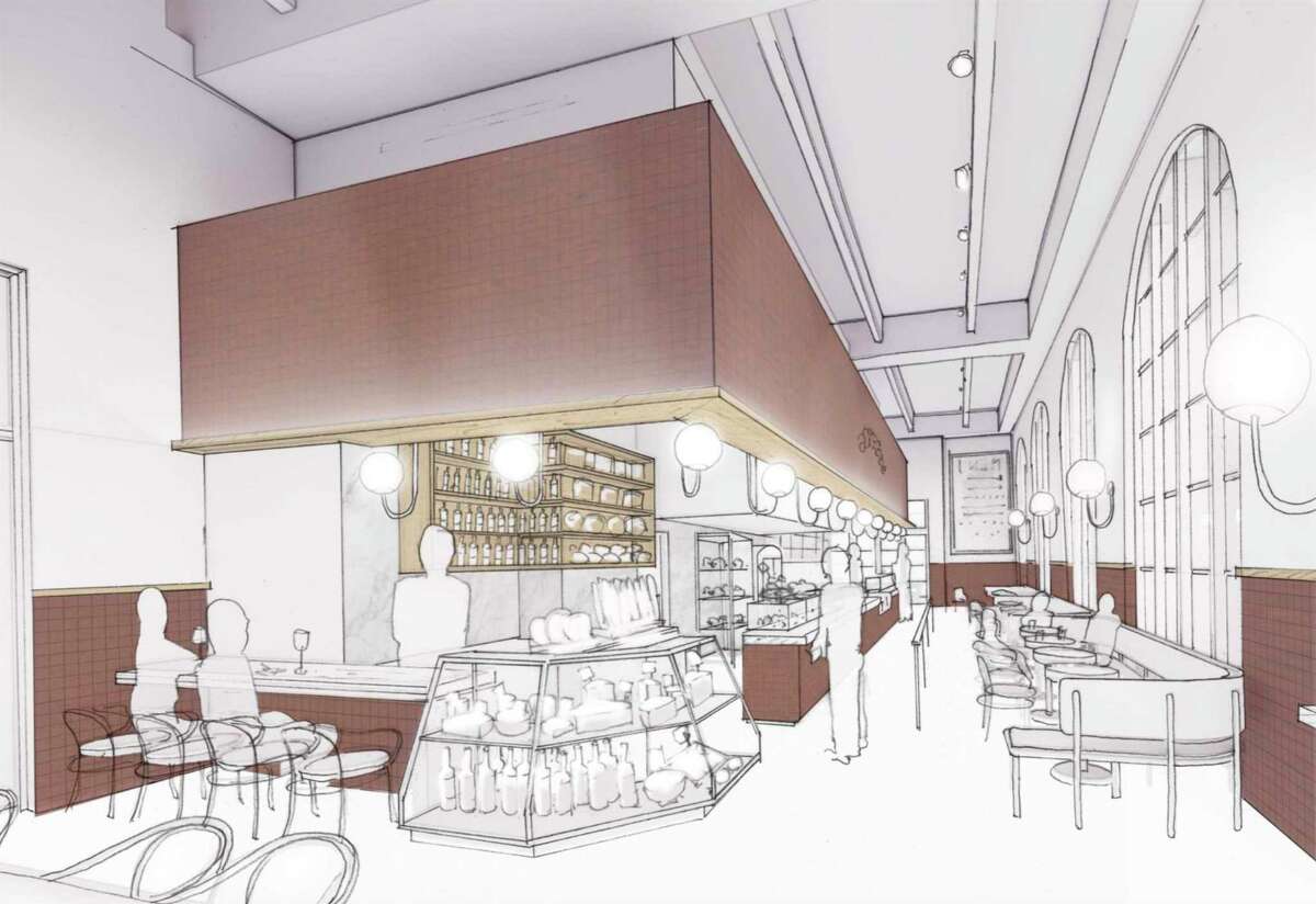A rendering shows the interior at Arrosta, a new Italian restaurant opening in the Pearl Feb. 14.