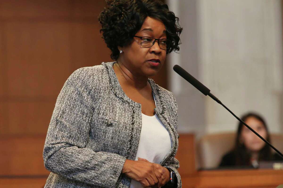 CPS Energy President and CEO Paula Gold-Williams answers questions from San Antonio City Council members, Thursday, June 24, 2021. The Emergency Preparedness Committee, chaired by former city council member Reed Williams, presented their report on the February storm.