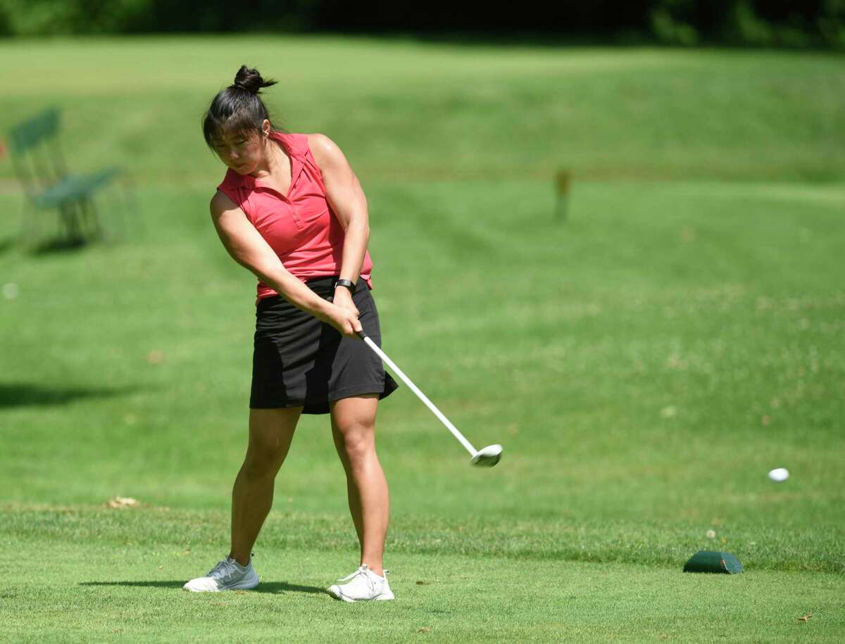 Amanda Yu plays in the Town Wide Women's Golf Tournament at Griffith E. Harris Golf Course in Greenwich, Conn. Monday, June 28, 2021.
