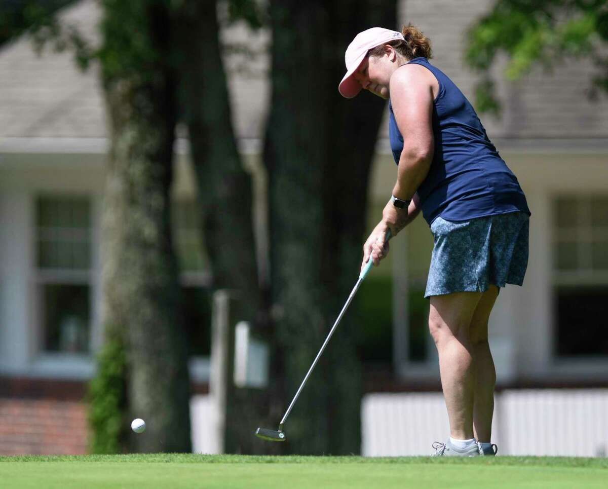 Laura Erickson putts in the Town Wide Women's Golf Tournament at Griffith E. Harris Golf Course in Greenwich, Conn. Monday, June 28, 2021.