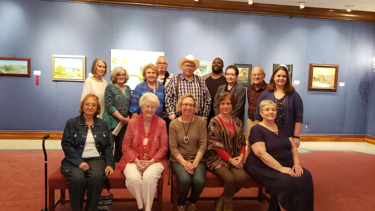 The Plains Art Association 59th Annual Spring Celebration of Art exhibit at the Abraham Art Gallery Malouf Abraham Family Art Center closes out another great year with the Awards Reception held in the atrium of the Wayland Baptist University library on Sunday. The awards winners include: (back row from left): Lucia McBeth; Cathy Garner; Harriet Feagin; Ron Belyeu; John W Redding; Jay Coleman; Candace Keller; Ronald Kuykendall; Lara Boone. (front row from left): Jo Goen; Carolyn Warrick; Kathryn Thomas; Martha Hunnicutt; Juanetta Bocko. Other award recipients, but not pictured: Stephen Stookey; Jimmy Hood; Betty Blevins, Cindy Carthel.