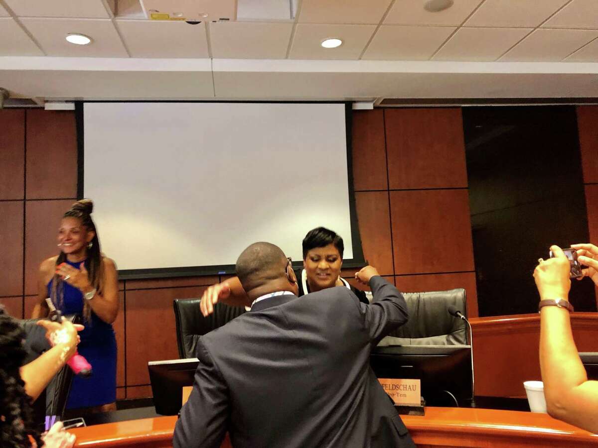 Beaumont native and former City Councilwoman Robin Mouton was officially sworn in as the mayor of Beaumont in front of a packed room before the council's regular meeting on June 29, 2021. Mouton is the first Black woman to be elected to the position. Jacob Dick/Beaumont Enterprise
