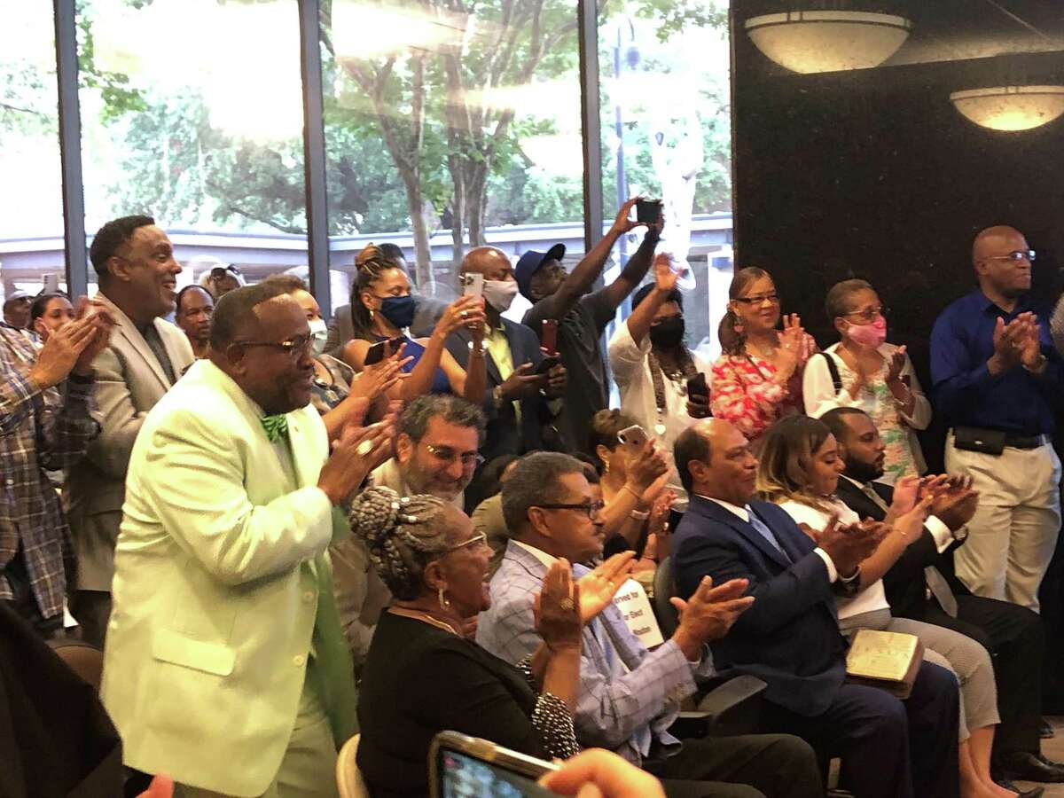 Beaumont native and former City Councilwoman Robin Mouton was officially sworn in as the mayor of Beaumont in front of a packed room before the council's regular meeting on June 29, 2021. Mouton is the first Black woman to be elected to the position. Jacob Dick/Beaumont Enterprise