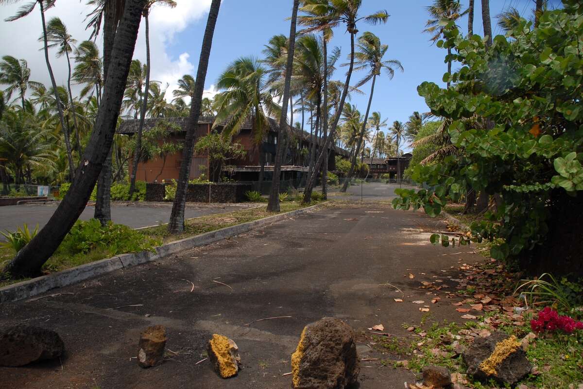 Dommages causés par la tempête au Coco Palms Resort.
