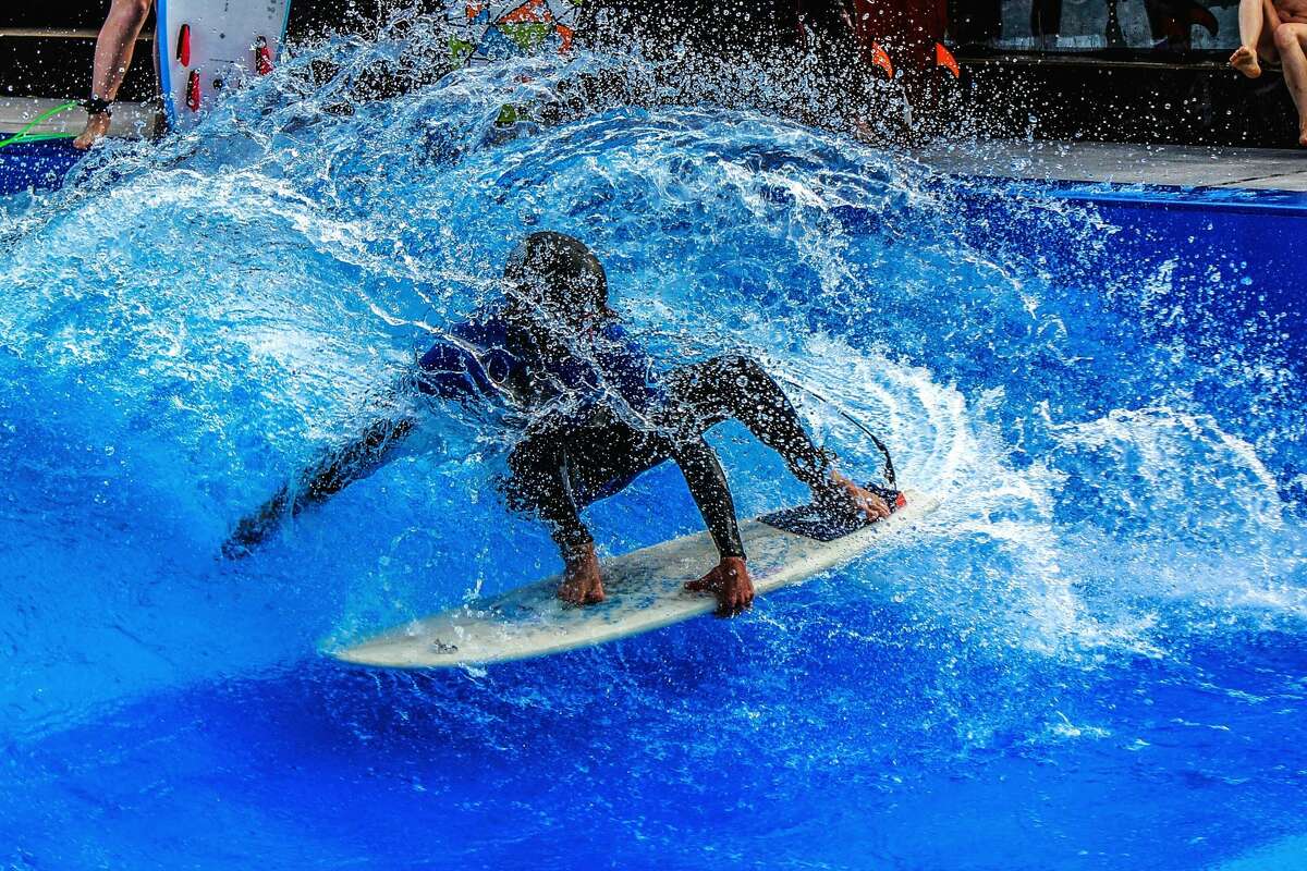 surfing in a wave pool