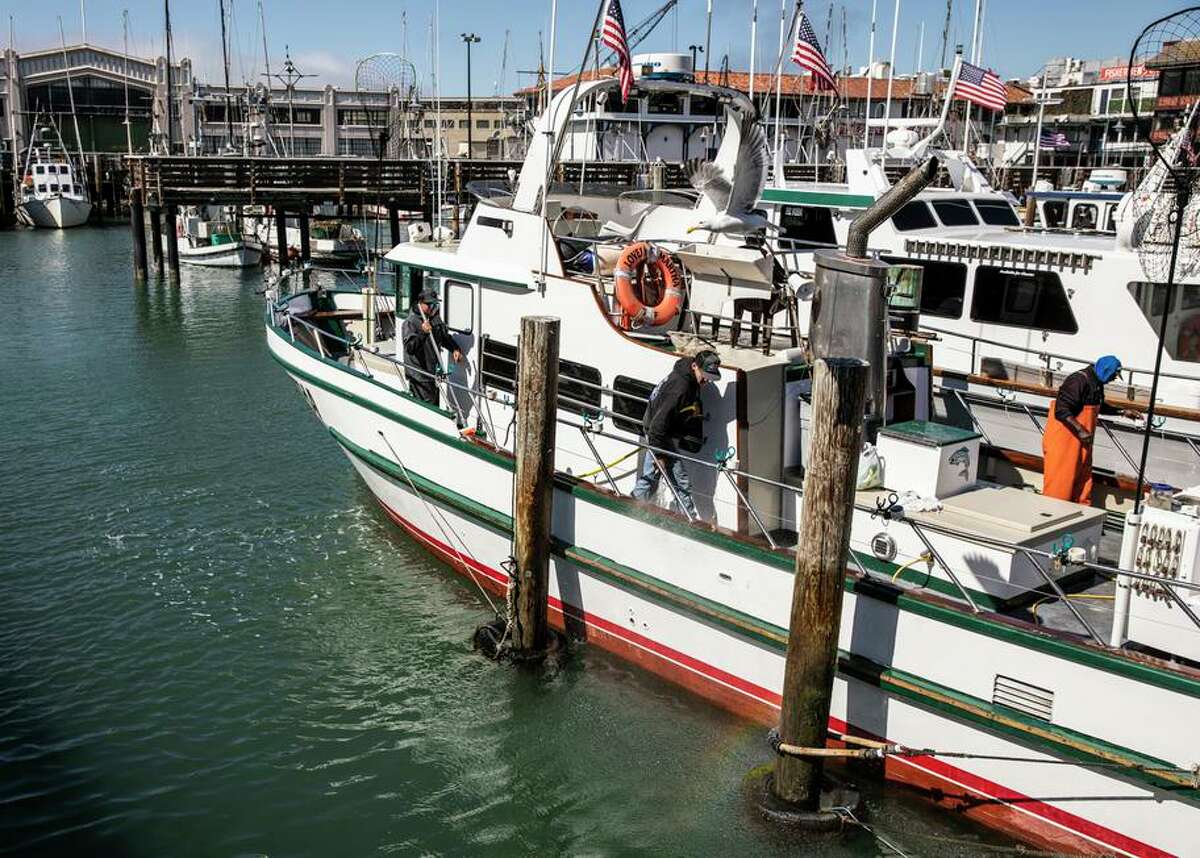 Deckhands Andrew Beard, Mason Mendoza and Will McKelvey work to clean the Lovely Martha after returning from a fishing trip in early June. The craft will be among those offering rides around the bay over the holiday weekend.