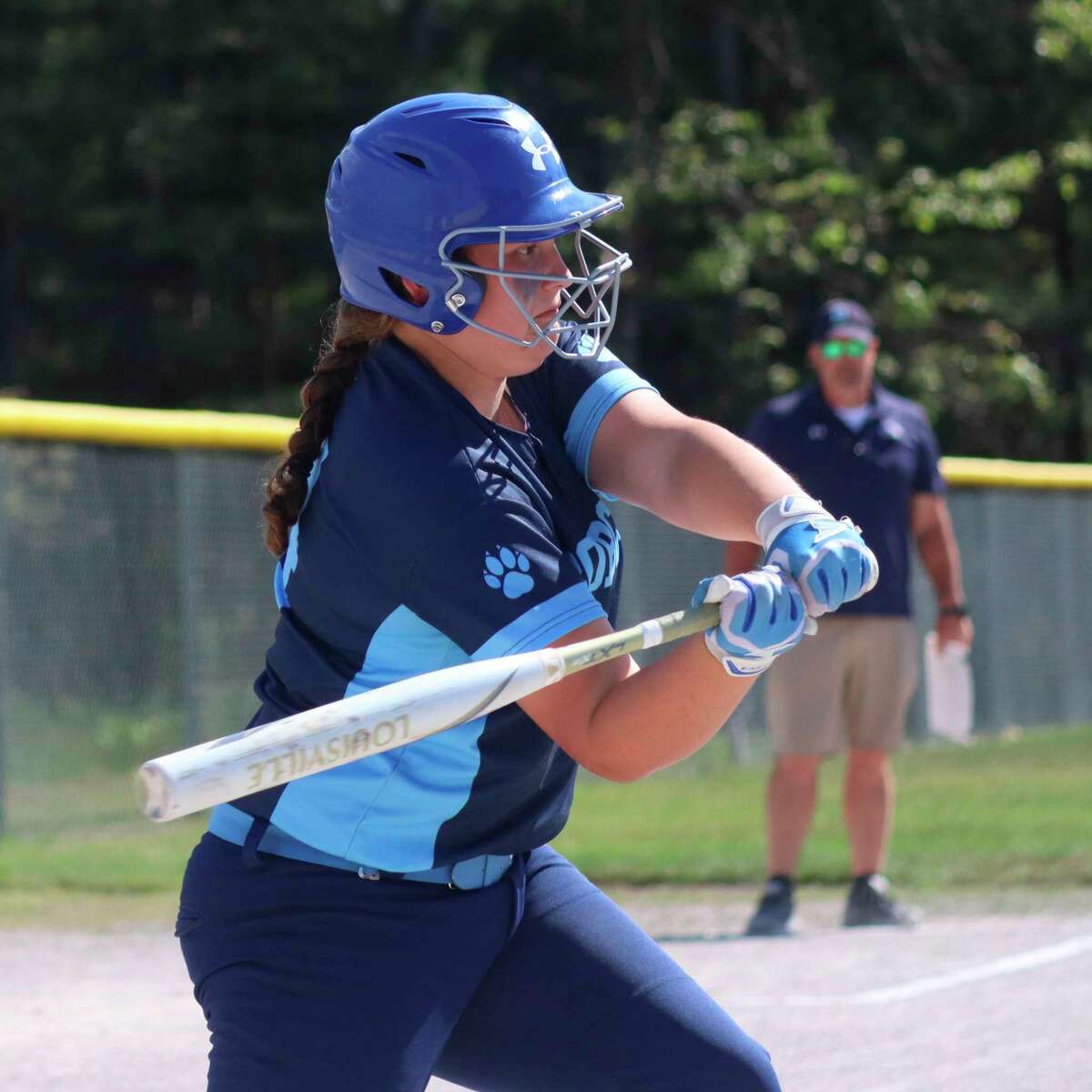 Maddy Biller swings at a pitch during districts this spring. (News Advocate file photo)