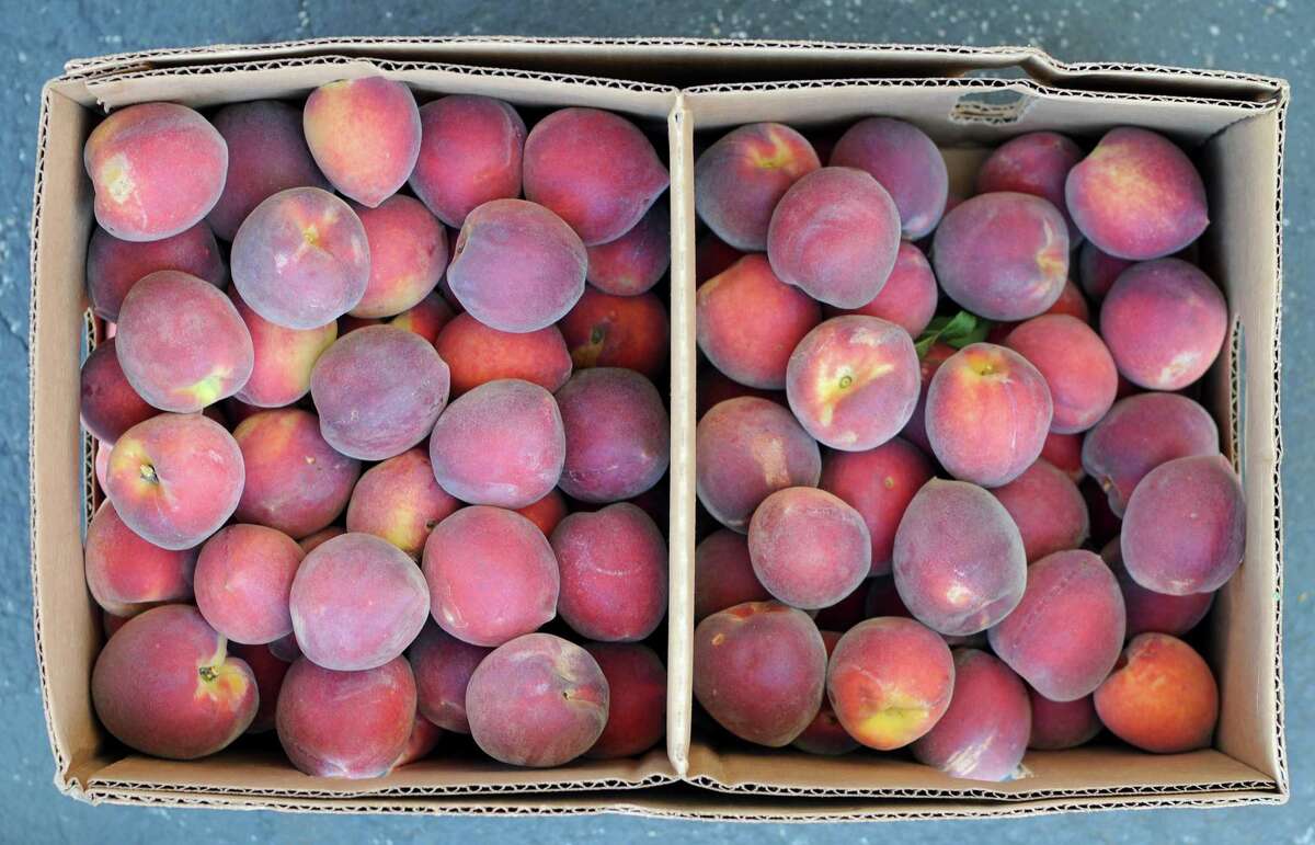 Baskets of ripe Texas Hill Country peaches can now be found at area farmers markets.